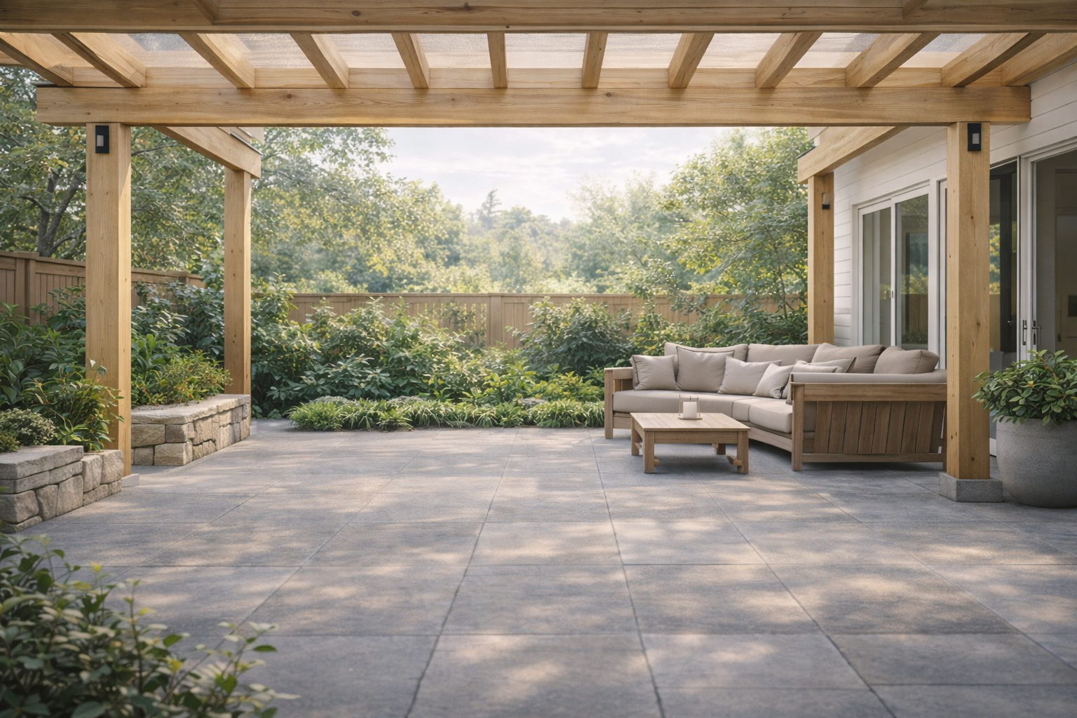 Pergola and patio setup